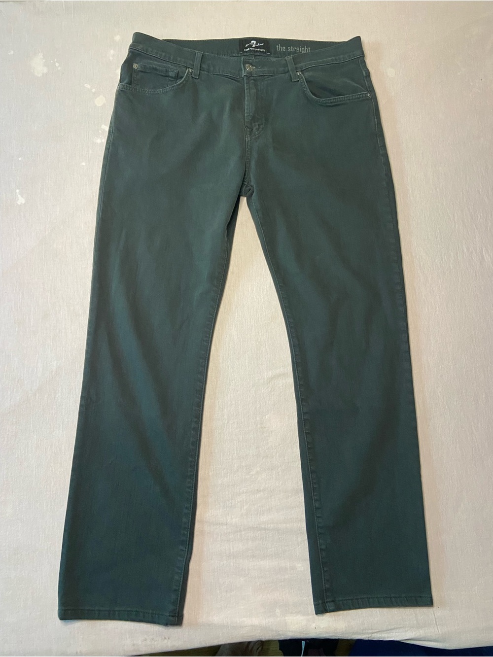 7 For All Mankind Men's Straight Jeans - Forest Green